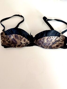 Agent Provocateur Black and Taupe Leopard-Print Balconette Bra
